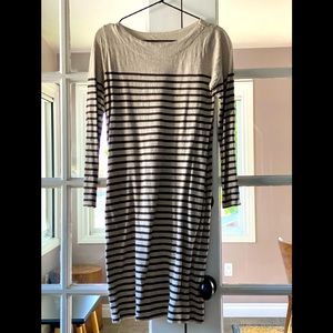 MUJI. dress. from Japan. size small. brown/cream stripe.